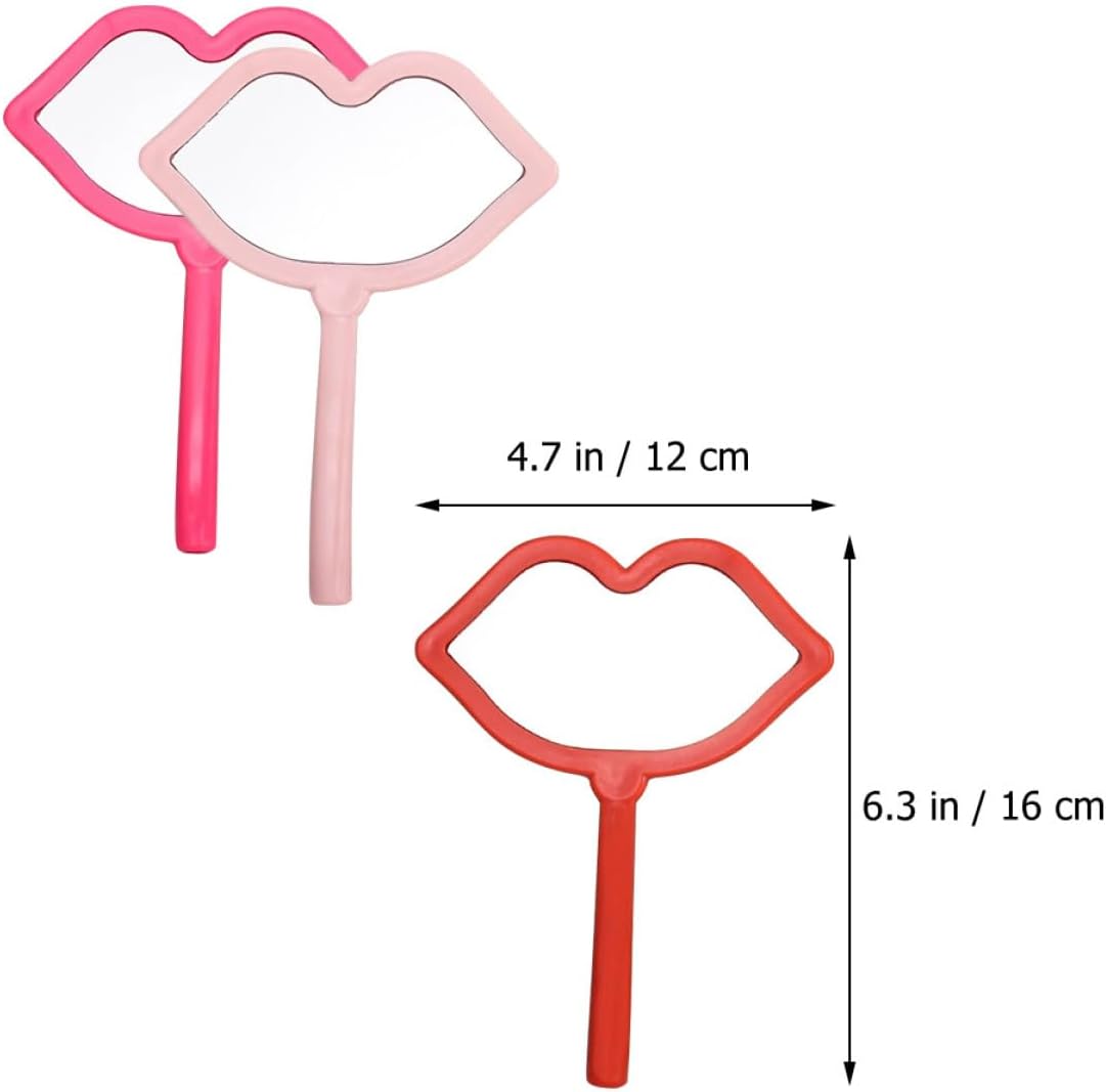 3pcs Lips Shaped Hand Mirror Portable High Definition Makeup image 2