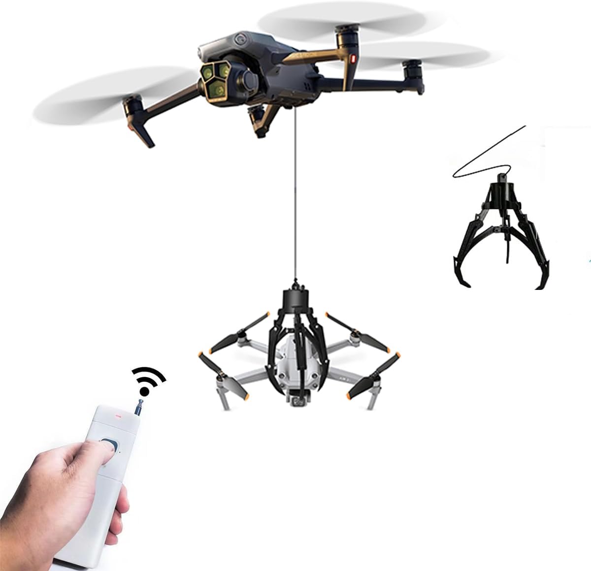 Drone Grasping Kit - Mantis Claw Hook Grabber for DJI Mavic 3 Classic, Air 3S/3/2S/2, Mini 4K/3/4 Pro, Mini 2/2 SE - Intelligent Manipulator for Rescue, Fishing, Fixed-Point Drop (Excluding Drones)
