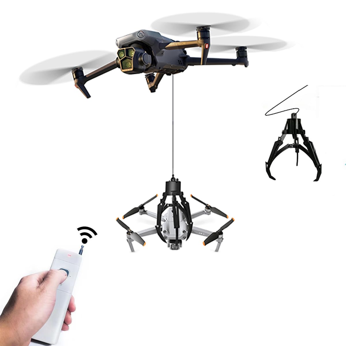 Drone Grasping Kit - Mantis Claw Hook Grabber Compatible with DJI Mavic 3 Classic, Air 3S/3/2S/2, Mini 4K/3/4 Pro, Mini 2/2 SE - Intelligent Manipulator for Rescue, Fishing, Fixed-Point Drop (Drones Not Included)