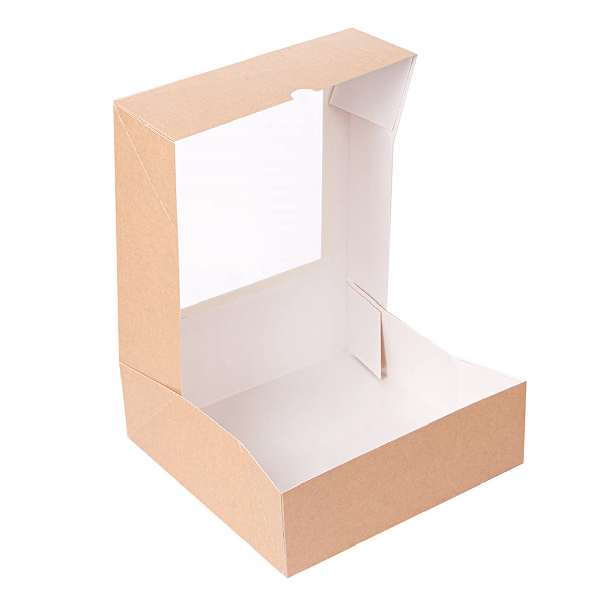50 pezzi - Scatole per pasticceria con finestra 'Thepack' 240 G/M2 + Opp 23 x 23 x 7,5 cm naturale cartone ondulato Nano-Micro