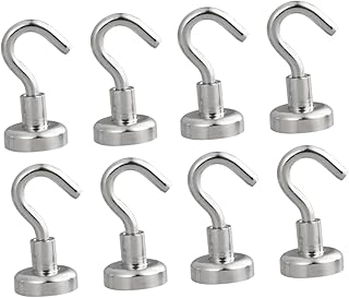 RUNROTOO Magnetic Holder Magnetic Hook 8pcs Magnetic Hooks Magnet Hooks Strong Permanent Magnet Hook Strong Magnet Hanger Magnetic Hanger