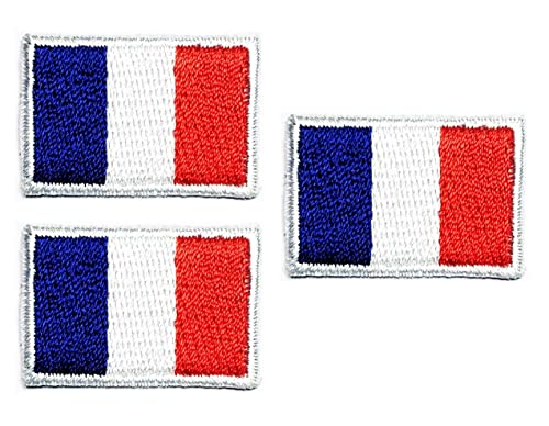 Truly Mini Country France Flag Set. France Embroidered Decorative Patches Sew on Applique Stickers France National Flag for Repairing Clothing Hats Jackets Bags (Size 0.6X1.1 INCH.)