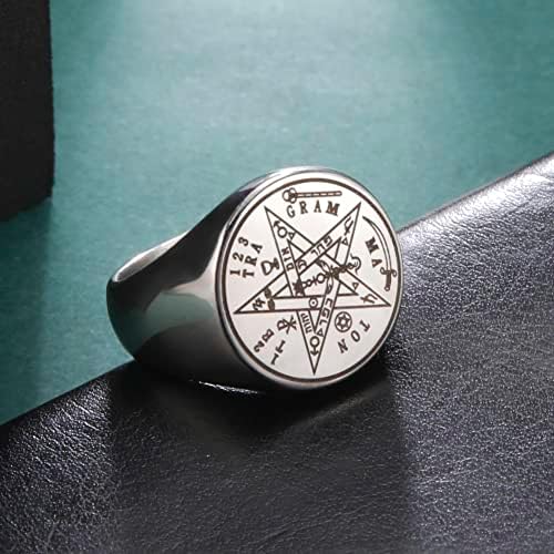 Ciondolo Pentacolo In Acciaio Inox, Grande, Annerito Sul Fronte, Retro Lucido, Design Originale, Ideale Per Uomo E Donna, Misura 41x36 Mm