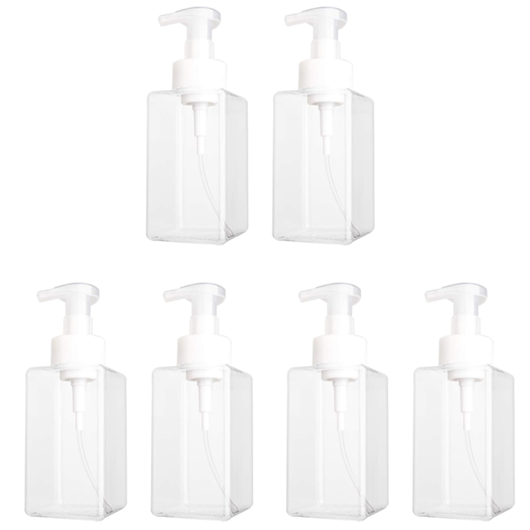 Hndhbfgrt 6 Pack Foaming Soap Dispenser 15Oz Refillable Foam Liquid Hand Soap Empty Plastic Pump Bottle Container - Clear 450Ml
