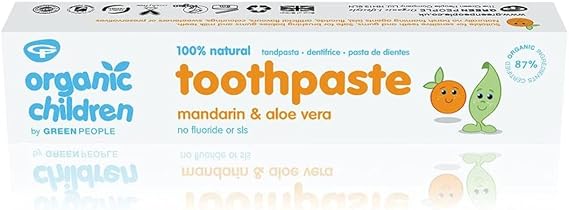 Green People Organic Children Mandarin & Aloe Vera Toothpaste 50ml | 100% Natural & SLS Free | Non Mint Toothpaste for Kids & Minty Cool Toothpaste 50ml