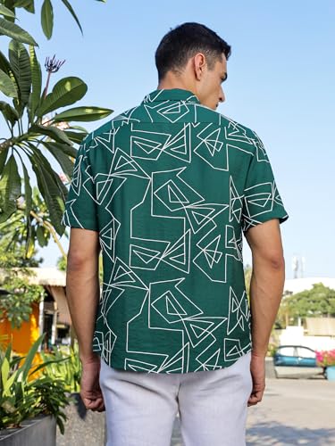 Image of Thomas Scott Mens | Half Sleeve | Embroidered Printed | Regular Fit | 100% Cotton | Casual Shirts