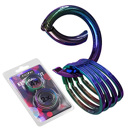 Silipac Keychain Kit Circle Carabiner O Ring Set Universal Size, Pure Round Fashion Design, Strong, Solid Metal Keychain Clip, Key Clip, Key Organizer (Rainbow) #TOP4