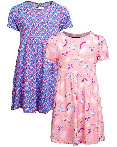 Picapino Girls' Yummy Summer Sundress (2 Pack), Unicorn/Lollipop, Size 6'