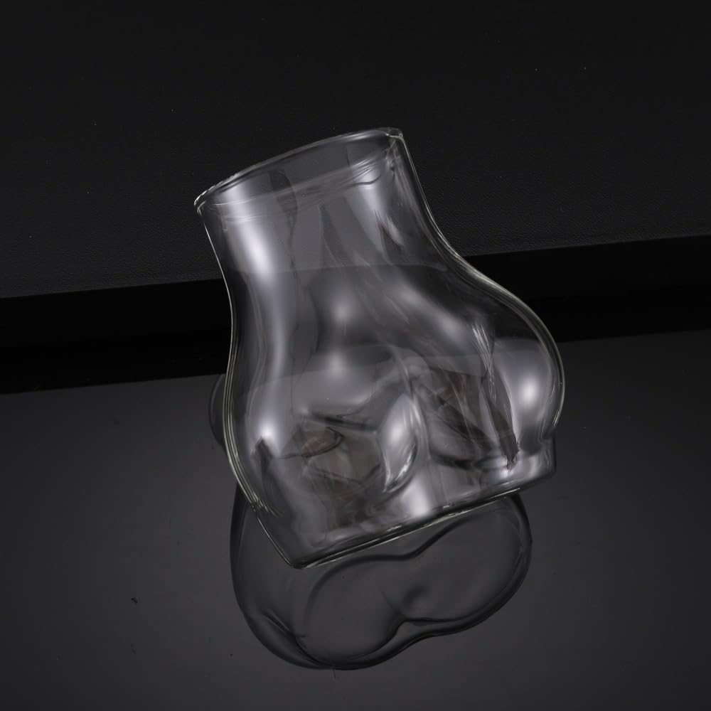 Novelty Butt-Shaped Glass Cup - 15Oz Funny Creative Drinking Tumblers for Wine Cocktail Iced Coffee