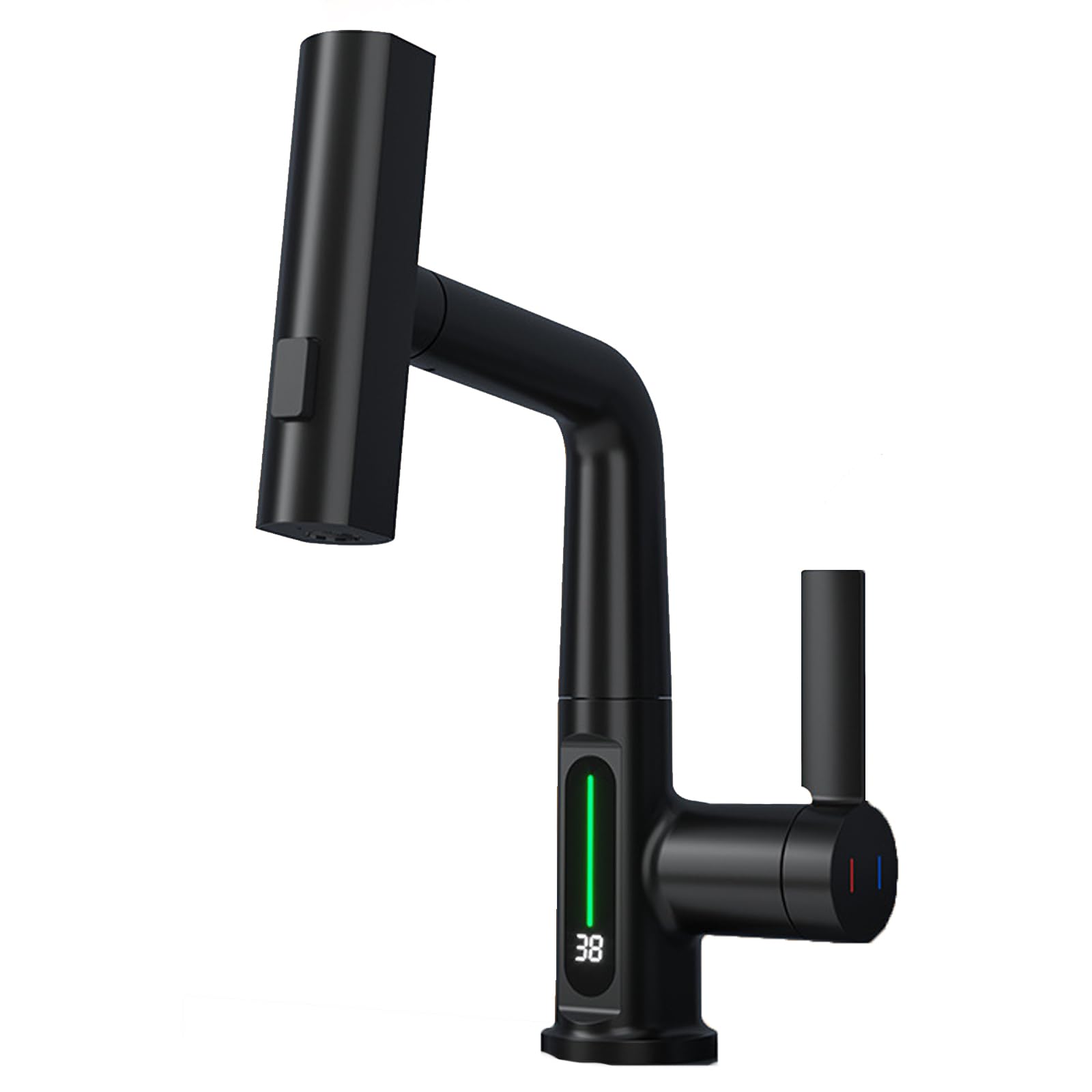 ZBBDFAZD 360° Swivel Bathroom Faucet, Stainless Steel Sink Mixer Tap with Pull-Down Sprayer, Hot & Cold Water, Modern Black Finish for Stylish Bathroom Upgrade
