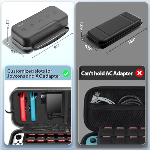 Image of OIVO Switch OLED Carrying Case Compatible With Nintendo OLED Model, Portable Travel Case for Joy-Con & Adapter, Hard Shell Dockable Protective Pouch With 20 Games, Grey