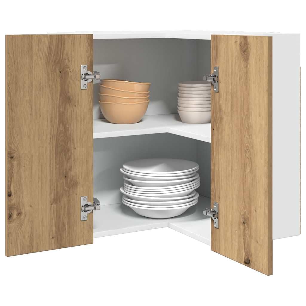 vidaXL Armoire d'angle Suspendue Lyon Chêne Artisanal 57 x 57 x 60 cm Bois d'ingénierie