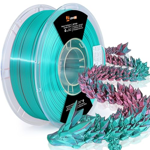 Image of LOVOON 3D Printing Filament PLA, Silk Multicolor PLA Filament 1.75mm,DualColor Change by Angle Filament,Fit Most 3D Printer& 3D Pen,Silk Teal /Coral(Blue /Pink), 1KG(2.2lbs) /Spool