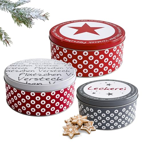 Brandsseller - Juego de 3 cajas de galletas de metal