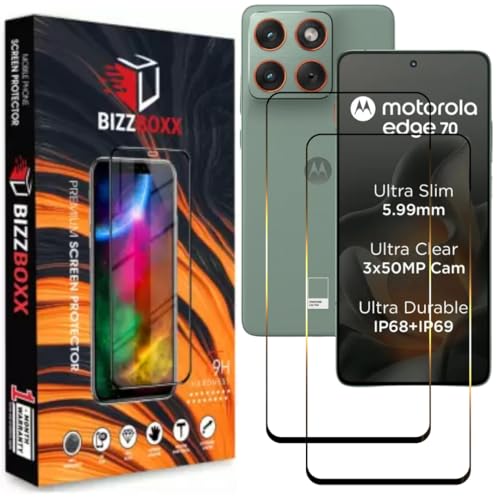 Image of Screen Guard Compatible with Motorola Edge 70 Tempered Glass Screen Protector Guard - HD Clarity, Anti-Fingerprint (For Moto Edge 70-6.7 inch) With Installation Kit - Pack of 2