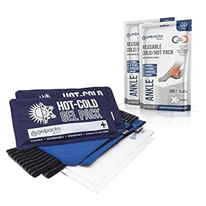 Ankle Ice Pack Wrap for Sports Injuries (2 Pack), Hot and Cold Pack for Plantar Fasciitis, Achilles Tendonitis, Joint Pain Relief- Microwavable Heat/Cold Compress Support for Sore Feet