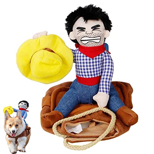 Generic Hunde-Cowboy-Outfit, Polyesterfaser, Reiter-Kostüm mit Schlaufen-Verschlüssen, Cowboy-Stil für Hunde, Welpen, S