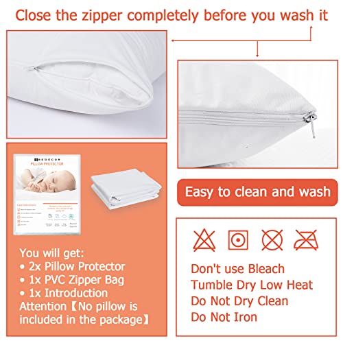 Bedecor Queen Fitted Sheet And Queen Pillow Protector With Zipper Set Of 2,21Inch In Extra Deep Pocket White Bed Sheet,Soft Breathable,Waterproof Pillow Covers Encasement Smooth With Breathable Holes #TOP6