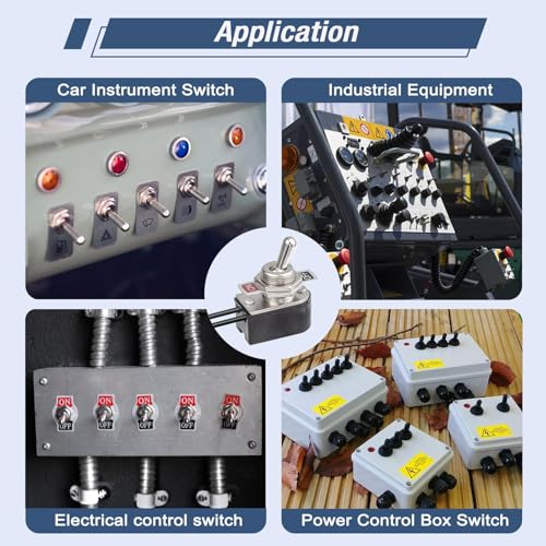 Miniatura 5 de Vexunga Interruptor Basculante 2 Posiciones Interruptores De Palanca De Metal Pré-Cablado 6a 125v 3a 250v 2 Pinos On Off Spst 10a 12v Con Tapa Impermeable Para Coche Camper Paquete De 2piezas