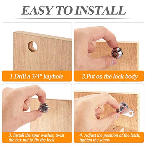 Kitmose Tubular Cam Locks With 5/8" Cylinder And Chrome Finish,Tubular Cam Lock With Keys, Keyed Alike Tubular Cabinet Locks For Tool Box, File Drawers, Cabinets, Mail Box #TOP5