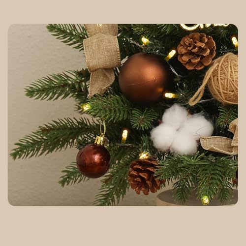 クリスマスツリー 卓上 led ライト付き 組立簡単 キラキラ 雰囲気満々 45cm 60CM 90CM デスクライト デコレーション (カーキ, 90CM) [3]