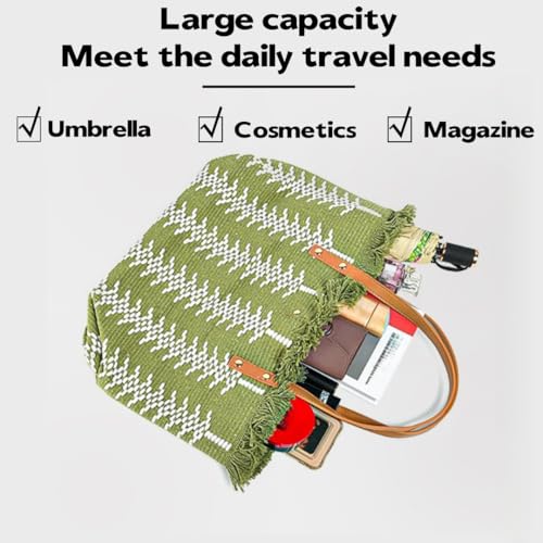 Hobo Bag for Women,Color-Block Beach Shoulder Bag with Magnetic Closure,Reusable Shopping Tote for Vacation Outings4