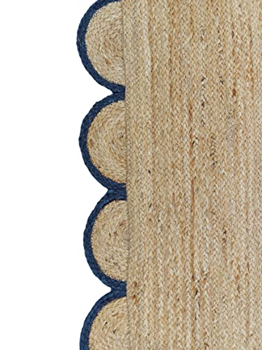 Tapete decorativo de yute natural con borde azul 2x3 miniatura 6