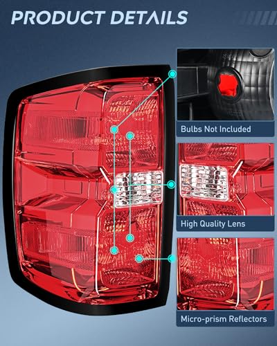 Image of Nilight Taillight Assembly for 2014 2015 2016 2017 2018 2019 Chevy Silverado 1500 2500HD 3500HD 2015-2019 GMC Sierra 3500HD 2019 Silverado 1500LD OE Style Rear Lamp Driver Side