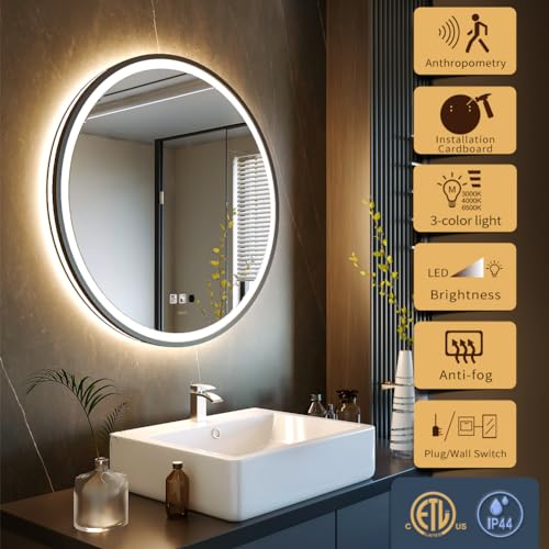 Miroir connecté anti-buée rond avec éclairage variable LED - 8