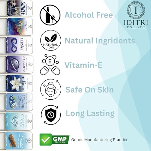Image of IDITRI EXPORT Solid Perfume |Carat&White Oud Alcohol Free Wax Perfume Balm, Long Lasting | Pocket Tin 12g, Pack Of 2| Non Greasy Smooth Glide, Travel Friendly Men And Women