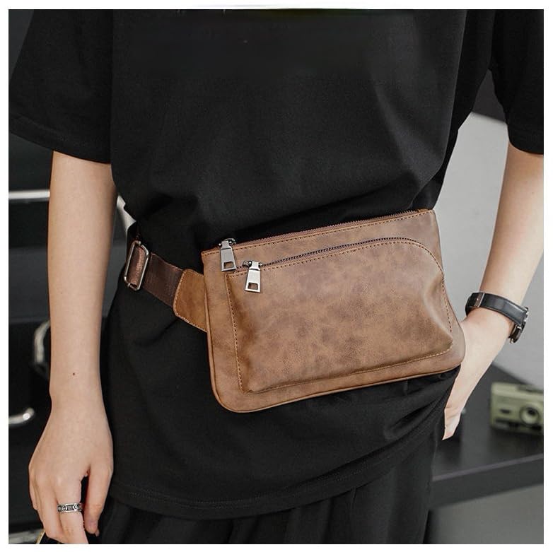 Men's Leather Sling Bag,Chest Shoulder Backpack, Water waterproof Crossbody Bag4