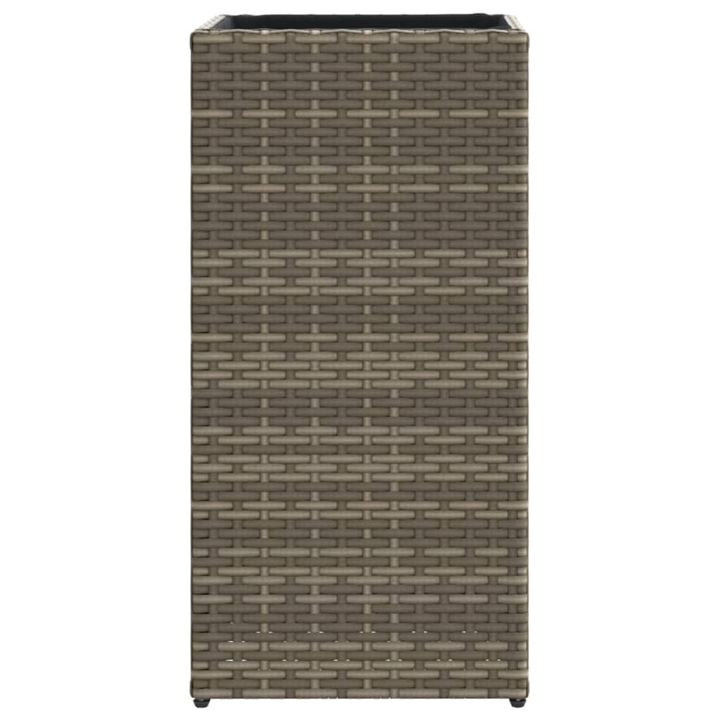 Donice ogrodowe szare 2 sztuki 30x30x60 cm rattan PE z wkładem z włókniny na kwiaty, balkon, taras, stabilna stalowa rama odporna na warunki atmosferyczne