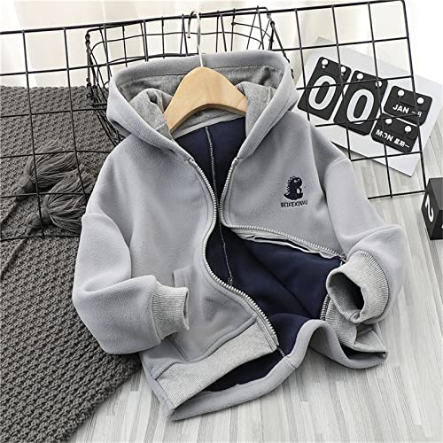 Boys Fleece Jacket Hooded Zipper Solid Thick Outerwear Toddler Warm Casual Windproof Coat with Pocket2