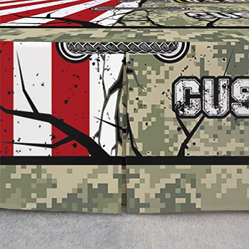 American Flag Bed Skirt King Boys Army Green Camo Customized Bed Skirts Kids Men Vintage Usa Flag Personalized Customize Name Bedskirt Youth Girls Retro Military Camouflage Grunge Stripes Bedding #TOP3