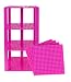 Premium Magenta Stackable Base Plates - 4 Pack 6" x 6" Baseplate Bundle with 30 Magenta Bonus Building Bricks - Compatible with All Major Brands - Tower Construction