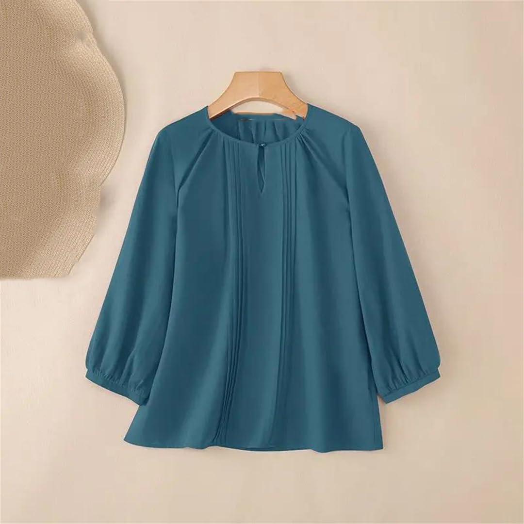 Camicetta da donna Primavera Estate Elegante Camicia da Lavoro Manica a 3/4 Casual Solido Vacanza Top Camicie