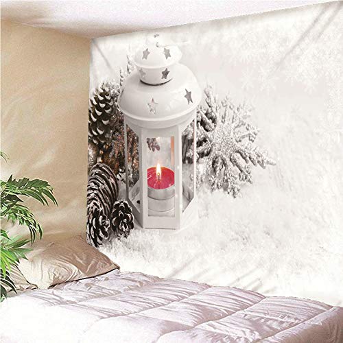 Tapiz de pared con vela y cono de pino para decoración navideña KnSam 4
