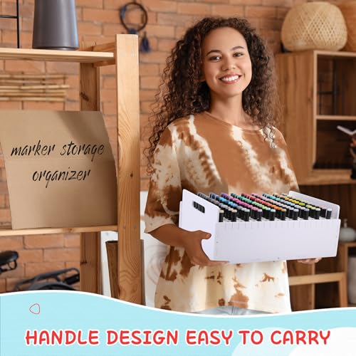 Image of Marker Pen Organizer Holder, Art Marker Storage Rack for Colored Pens Pencils Brushes Adjustable Craft Art Supply Storage for Desk Organizer (300 Slots)