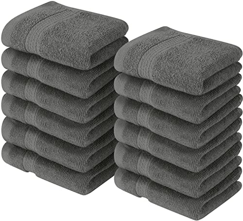 Utopia Towels - Juego de Toallas Premium (30 x 30 cm, Gris) 600 gsm 100% algodón para la Cara, Toallas Altamente absorbentes y de Tacto Suave para la Punta de los Dedos (Paquete de 12)