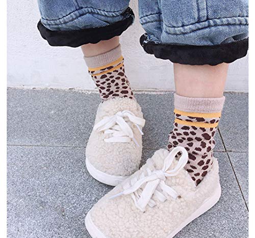 Sywwlov 6 Pack Baby Girls Boys Vintage Leopard Print Crew Socks Kids Toddler Cotton Cozy Socks3