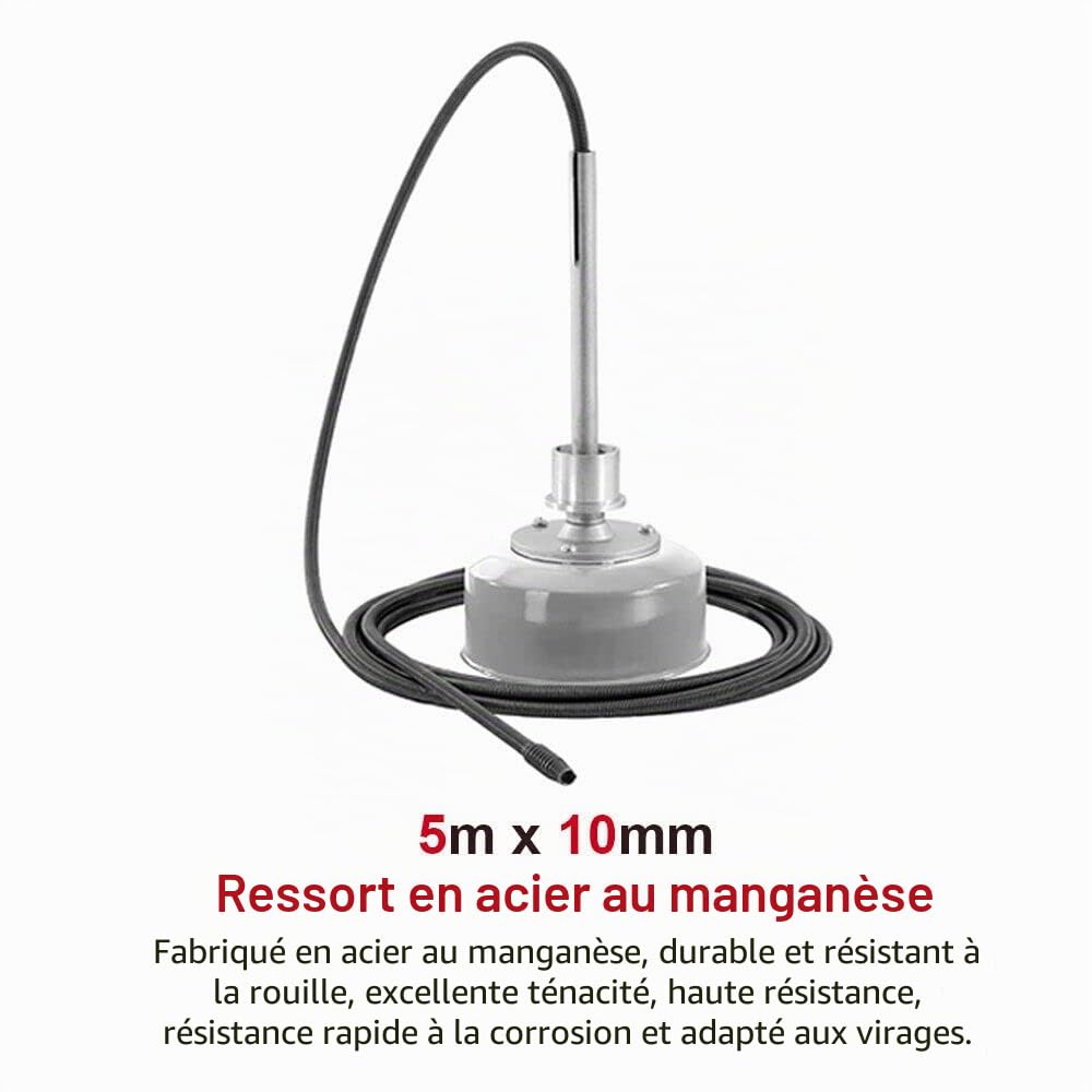 XIIW Furet Déboucheur Électrique 500W 450tr/min Moteur Cuivre, 8 Têtes de Coupe, 4 Spirales Acier Manganèse Total 46m avec 20m Renforcée Machine de Débouchage Canalisations Ø30-100mm, nettoyage tuyaux