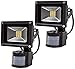 Produktbild Greenmigo 2pcs 20W LED SMD Strahler Fluter Außen Flutlicht Strahler mit PIR Bewegungsmelder Fluter Wasserdicht IP65 Aluminiumkörper Schwarz Warmweiß AC 85 ~ 265V