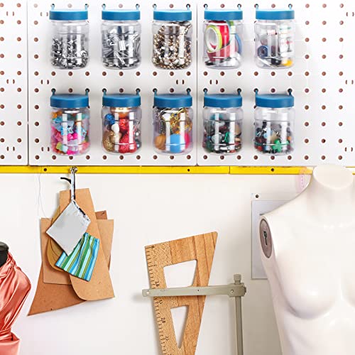 Image of Unittype 20 Set Pegboard Organizer Accessories Peg Boards Jars with Lids Plastic Pegboards Bins Storage Containers Clear Peg Board Wall Organizer for Garage Sewing Office Home Supplies(Dark Blue)