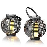 Weltbild LED Solar Laterne schwarz 2 Stück, Solarlaterne für Außen im Set mit Flacker-Effekt LED Laternen Solar Gartenleuchte Gartenlicht