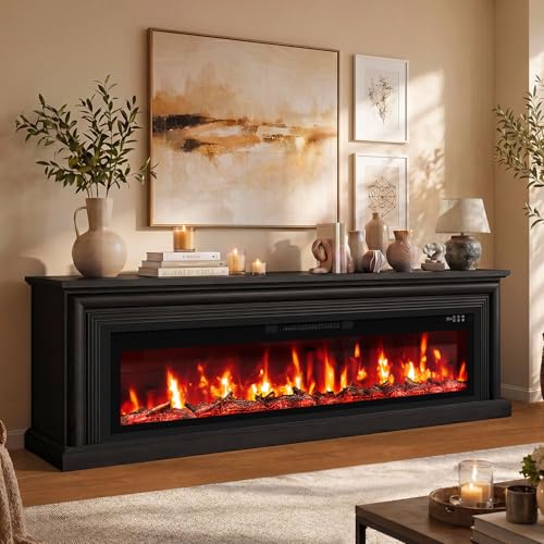Image of BREEZEHEAT 70'' Fireplace TV Stand, Large Electric Fireplace with Mantel