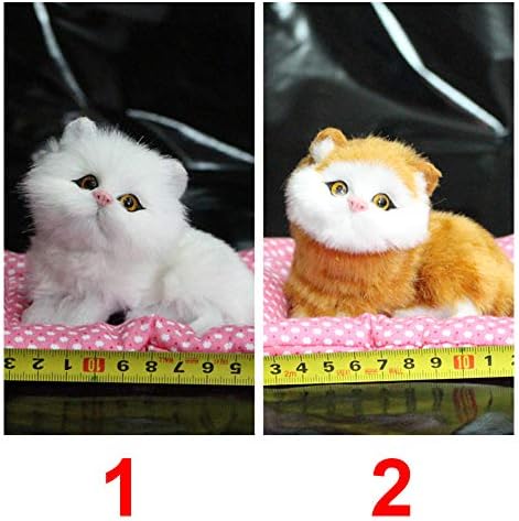 Fiacvrs Adorable Simulation Cats Plush Toys Press Sounding Kitten Stuffed Doll Childrens Birthday Gifts(White)