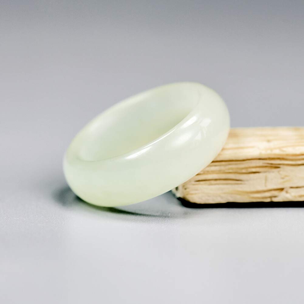 N/V Natürliche Hetian White Jade Ring Breite 6-8mm