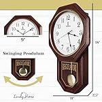 Pendulum Wall Clock - Real Wood Regulator Clock - Schoolhouse Design - Quiet, Non-Chiming, Wooden & Battery Operated - Decorative Wall Decor for Living Room, Home, Office 18x11 - Image 4