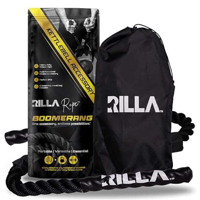 Boomerang, Fitness Accessory Rope for Kettlebell, Dumbbell, Strength, Endurance Training, Flexibility, CrossFit, Home Gym, and Yoga, Multi Use Gym Equipment