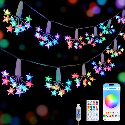 JMEXSUSS 100 LED Star String Lights for Christmas， 7.38 FT, USB, ...